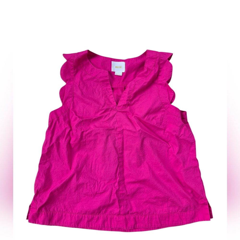 Maeve Scalloped Preppy  Tank Top Hot Pink Size 6 EUC